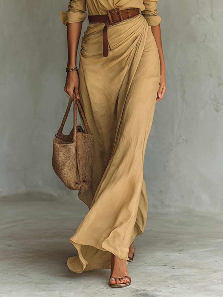 Elena™ | Robe Longue Maxi avec Col à Revers