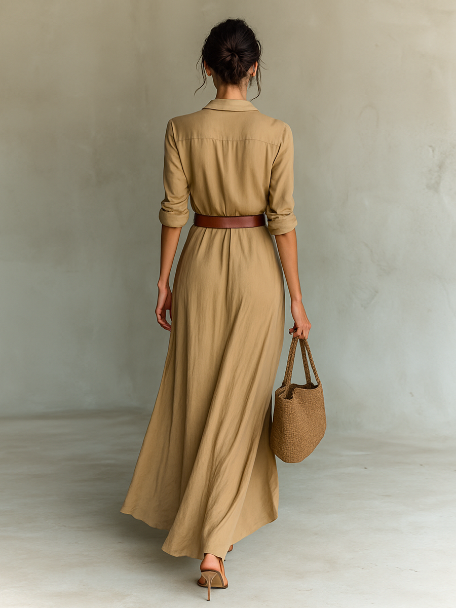 Elena™ | Robe Longue Maxi avec Col à Revers
